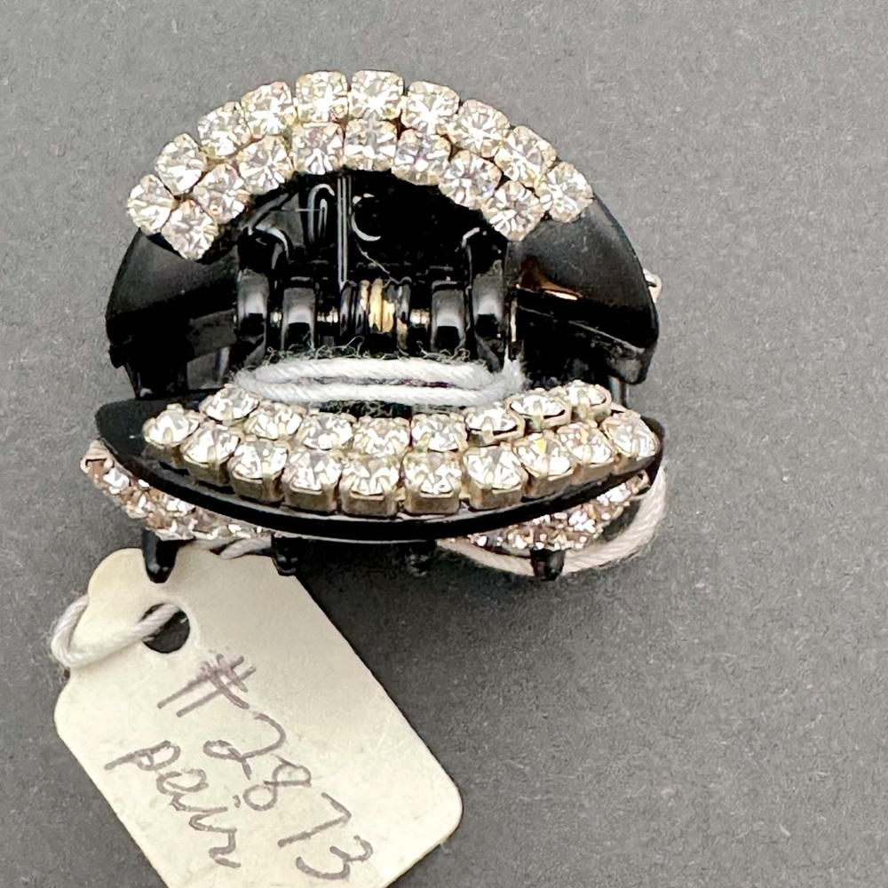 Crystal Encrusted Black Hair Clips (2 pieces) NWT - Picture 4 of 8
